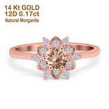 14K Gold 1.01ct Round 6mm G SI Art Deco Diamond Engagement Wedding Ring