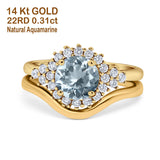 14K Gold 1.59ct Round Two Piece Halo 7mm G SI Diamond Engagement Wedding Ring