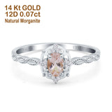 14K Gold 0.5ct Oval Vintage Floral 6mmx4mm G SI Diamond Engagement Wedding Ring