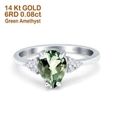 14K Gold 1.33ct Teardrop Pear 8mmx6mm G SI Diamond Engagement Wedding Ring