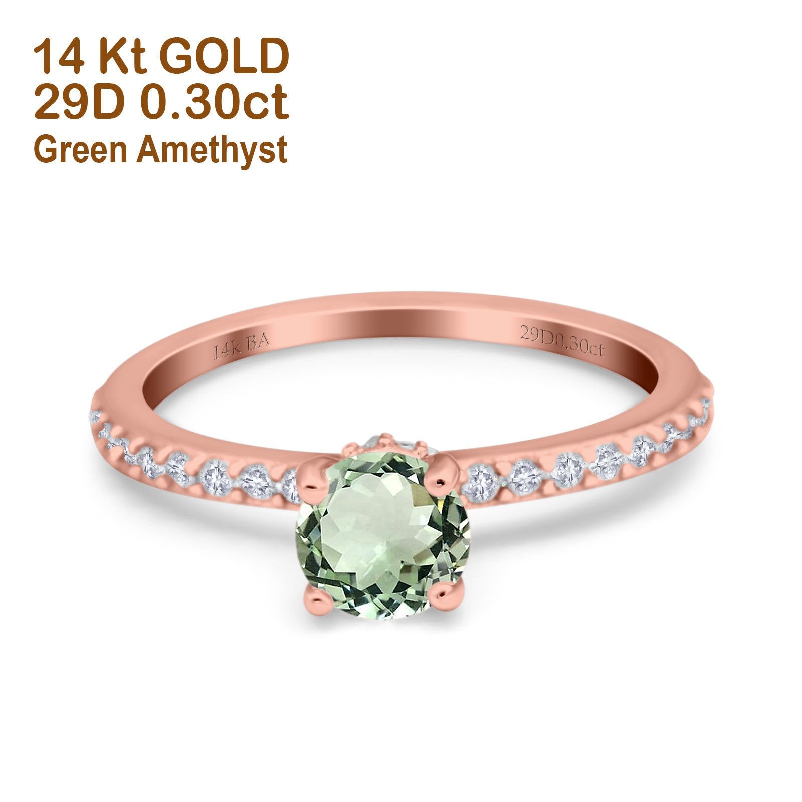 14K Gold 1.14ct Round Accent Vintage 6mm G SI Diamond Engagement Wedding Ring