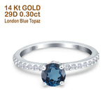 14K Gold 1.14ct Round Accent Vintage 6mm G SI Diamond Engagement Wedding Ring