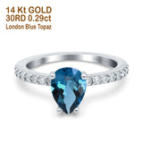 14K Gold 1.54ct Teardrop Pear Accent 8mmx6mm G SI Diamond Engagement Wedding Ring