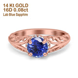 14K Gold 1.11ct Round Art Deco Filigree 6.5mm G SI Diamond Engagement Wedding Ring