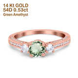 14K Gold 1.37ct Round Three Stone Vintage 6mm G SI Diamond Engagement Wedding Ring
