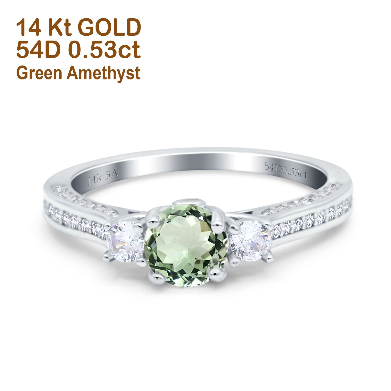 14K Gold 1.37ct Round Three Stone Vintage 6mm G SI Diamond Engagement Wedding Ring