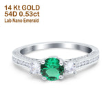 14K Gold 1.37ct Round Three Stone Vintage 6mm G SI Diamond Engagement Wedding Ring