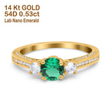14K Gold 1.37ct Round Three Stone Vintage 6mm G SI Diamond Engagement Wedding Ring