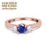 14K Gold 1.37ct Round Three Stone Vintage 6mm G SI Diamond Engagement Wedding Ring
