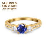 14K Gold 1.37ct Round Three Stone Vintage 6mm G SI Diamond Engagement Wedding Ring