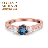 14K Gold 1.37ct Round Three Stone Vintage 6mm G SI Diamond Engagement Wedding Ring