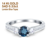 14K Gold 1.37ct Round Three Stone Vintage 6mm G SI Diamond Engagement Wedding Ring