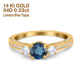 14K Gold 1.37ct Round Three Stone Vintage 6mm G SI Diamond Engagement Wedding Ring
