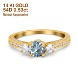 14K Gold 1.37ct Round Three Stone Vintage 6mm G SI Diamond Engagement Wedding Ring