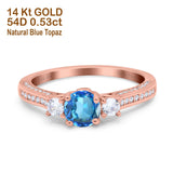14K Gold 1.37ct Round Three Stone Vintage 6mm G SI Diamond Engagement Wedding Ring
