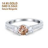 14K Gold 1.37ct Round Three Stone Vintage 6mm G SI Diamond Engagement Wedding Ring