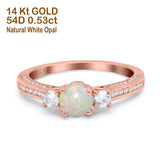 14K Gold 1.37ct Round Three Stone Vintage 6mm G SI Diamond Engagement Wedding Ring