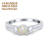 14K Gold 1.37ct Round Three Stone Vintage 6mm G SI Diamond Engagement Wedding Ring