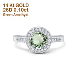 14K Gold 0.94ct Round Art Deco 6mm G SI Diamond Engagement Wedding Ring
