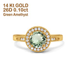 14K Gold 0.94ct Round Art Deco 6mm G SI Diamond Engagement Wedding Ring