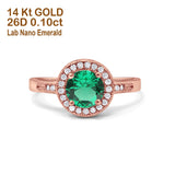 14K Gold 0.94ct Round Art Deco 6mm G SI Diamond Engagement Wedding Ring