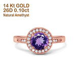 14K Gold 0.94ct Round Art Deco 6mm G SI Diamond Engagement Wedding Ring