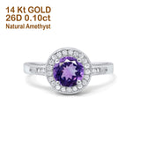 14K Gold 0.94ct Round Art Deco 6mm G SI Diamond Engagement Wedding Ring