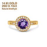 14K Gold 0.94ct Round Art Deco 6mm G SI Diamond Engagement Wedding Ring