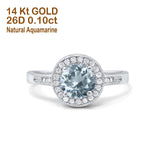 14K Gold 0.94ct Round Art Deco 6mm G SI Diamond Engagement Wedding Ring