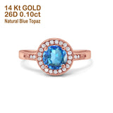 14K Gold 0.94ct Round Art Deco 6mm G SI Diamond Engagement Wedding Ring