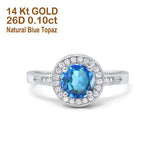 14K Gold 0.94ct Round Art Deco 6mm G SI Diamond Engagement Wedding Ring