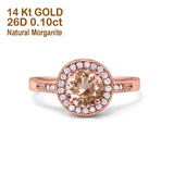 14K Gold 0.94ct Round Art Deco 6mm G SI Diamond Engagement Wedding Ring