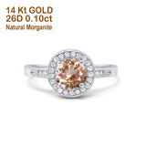 14K Gold 0.94ct Round Art Deco 6mm G SI Diamond Engagement Wedding Ring