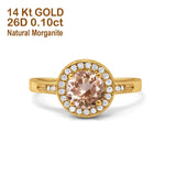 14K Gold 0.94ct Round Art Deco 6mm G SI Diamond Engagement Wedding Ring
