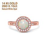 14K Gold 0.94ct Round Art Deco 6mm G SI Diamond Engagement Wedding Ring