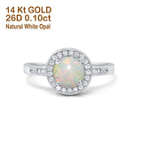 14K Gold 0.94ct Round Art Deco 6mm G SI Diamond Engagement Wedding Ring