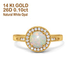 14K Gold 0.94ct Round Art Deco 6mm G SI Diamond Engagement Wedding Ring