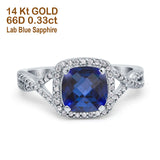 14K Gold 2.37ct Cushion Infinity Shank 8mm G SI Diamond Engagement Wedding Ring