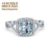 14K Gold 2.37ct Cushion Infinity Shank 8mm G SI Diamond Engagement Wedding Ring