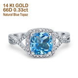 14K Gold 2.37ct Cushion Infinity Shank 8mm G SI Diamond Engagement Wedding Ring
