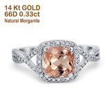 14K Gold 2.37ct Cushion Infinity Shank 8mm G SI Diamond Engagement Wedding Ring