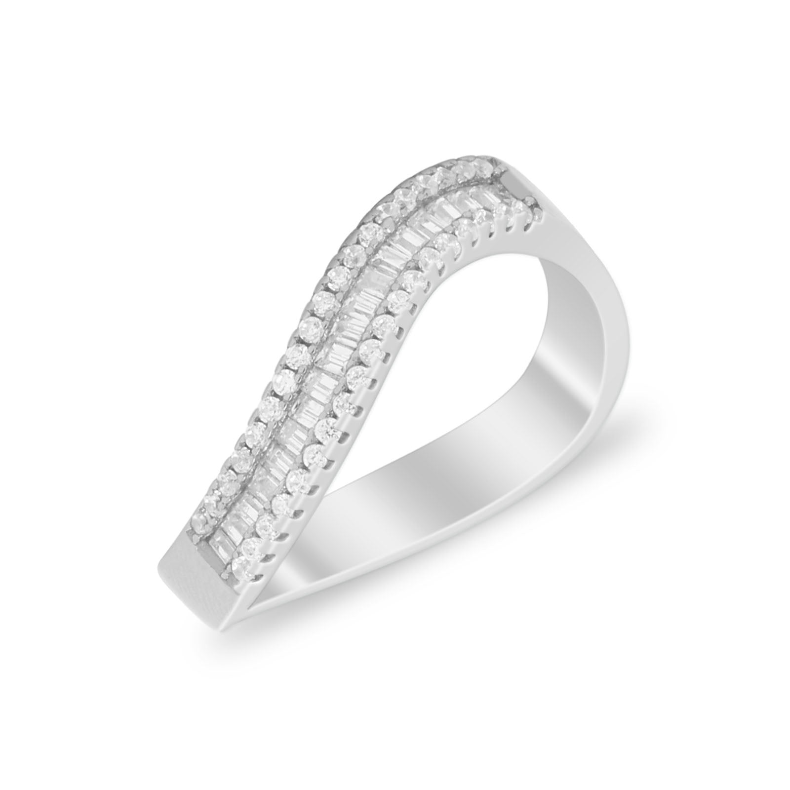 Curved Thumb Half Eternity Rings Round 925 Sterling Silver
