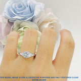 Round Natural Green Amethyst Prasiolite Vintage Style Ring Baguette 925 Sterling Silver