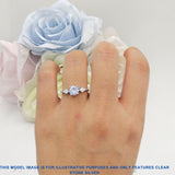 Three Stone Round Lab Alexandrite Two Kite CZ Trio Ring 925 Sterling Silver