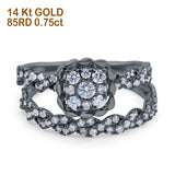 14K Gold 0.75ct Round 10.8mm G SI Diamond Engagement Bridal Set Wedding Ring