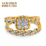 14K Gold 0.75ct Round 10.8mm G SI Diamond Engagement Bridal Set Wedding Ring