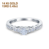 14K Gold 0.49ct Vintage Round 3mm G SI Diamond Engagement Band Wedding Ring
