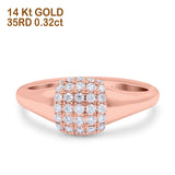 14K Gold 0.32ct Square Cluster Art Deco 8mm G SI Diamond Engagement Band Wedding Ring