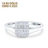 14K Gold 0.32ct Square Cluster Art Deco 8mm G SI Diamond Engagement Band Wedding Ring