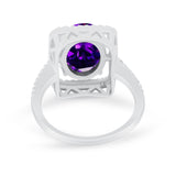 Halo Oval Simulated Cubic Zirconia 925 Sterling Silver Engagement Ring